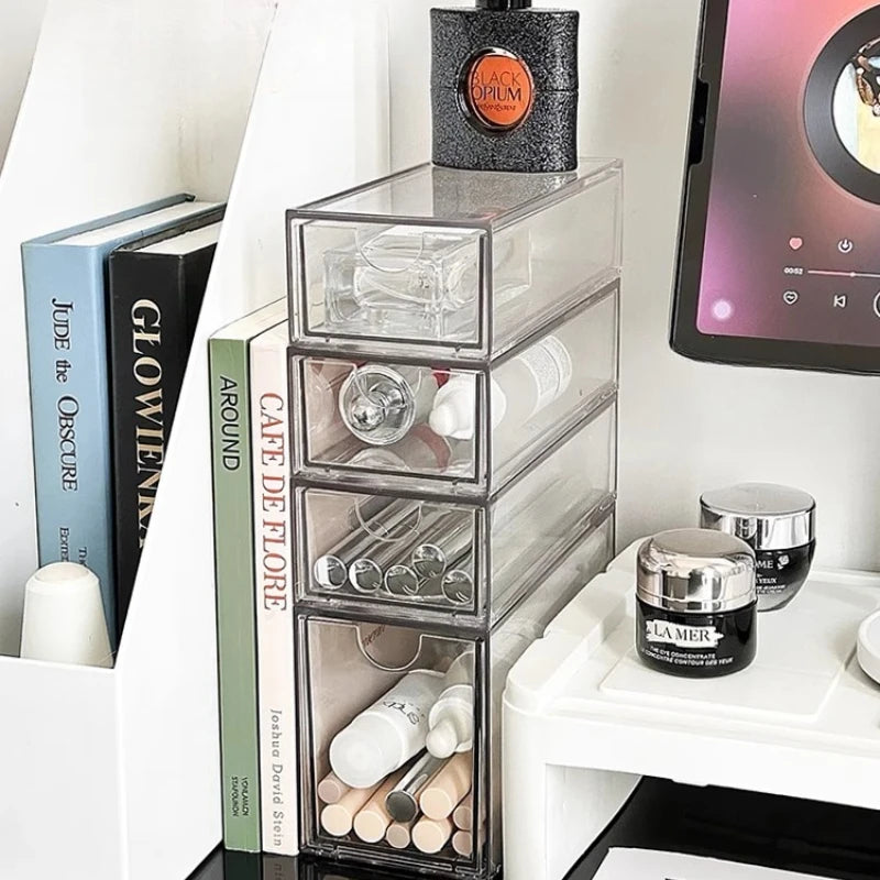 boîte rangement cosmétique transparente acrylique anti poussière tiroirs empilable moderne minimaliste