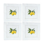 serviettes coton brodées citrons blancs classiques usage maison restaurant decoration table mariage