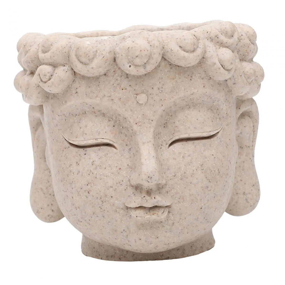 cache pot résine tête bouddha texture granuleuse artisanal décoration intérieure extérieure zen sérénité spiritualité