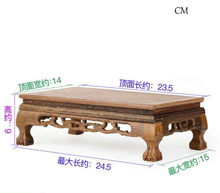 support décoratif bois sculpté motifs floraux marron foncé artisanal traditionnel