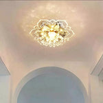 plafonnier moderne fleur cristal blanc doré transparent cuisine salon chambre