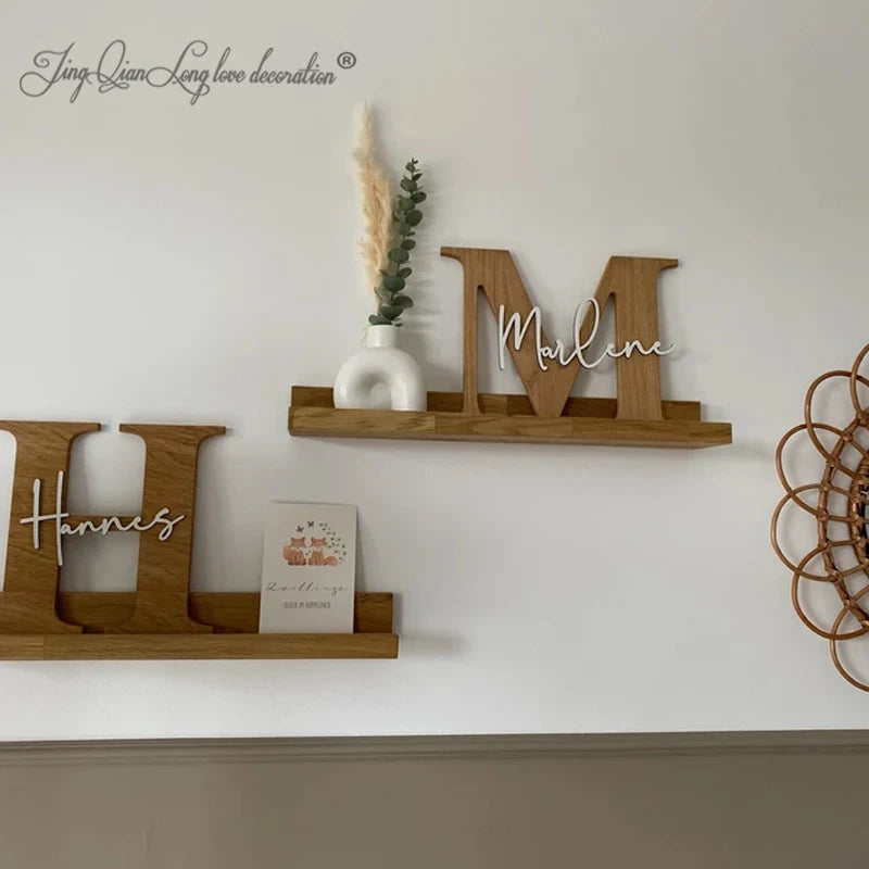 lettre décorative bois naturel blanche adhésive moderne minimaliste chambre enfant décoration murale occasionnelle festive