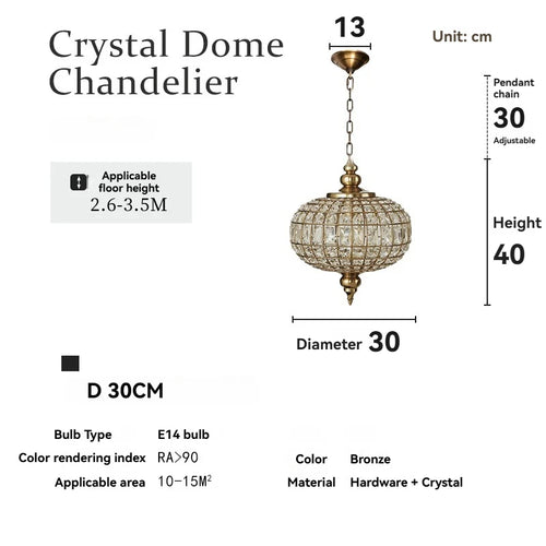 lustre suspendu cristal doré vintage rétro salon salle manger luxe
