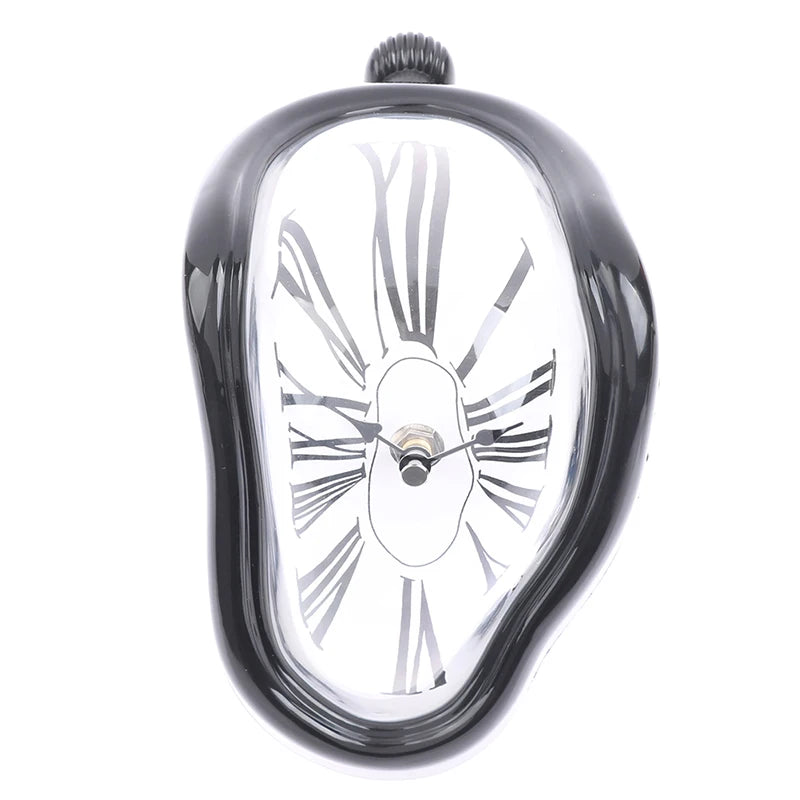 horloges murales surréalistes dali or noir argent chiffres romains aiguilles forme organique transparentes salon