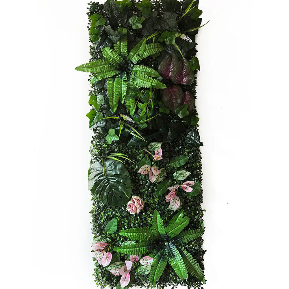 décoration mur végétal artificiel diverses feuilles fleurs moderne intérieur accroché