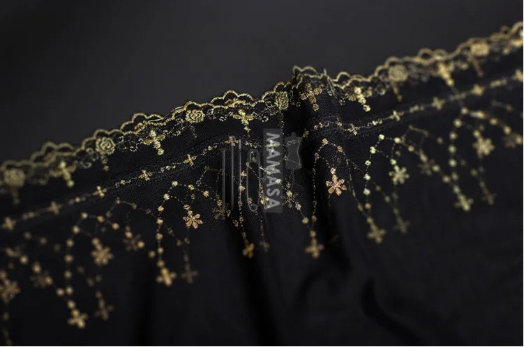 ruban decoratif dentelle brodee noir croix golden largeur 20cm semi transparent erotique echangiste erotique