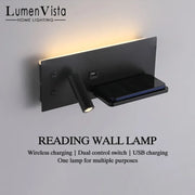 lampe murale led moderne charge sans fil bras articulé noir doré minimaliste