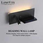 lampe murale led moderne charge sans fil usb étagère éclairage minimaliste chambre salon