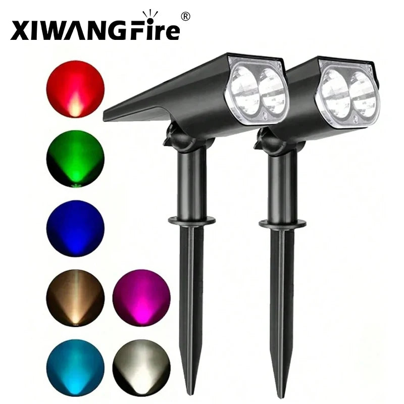 projecteur solaire led changeante couleur moderne étanche ip65 extérieur jardin noir clou facile