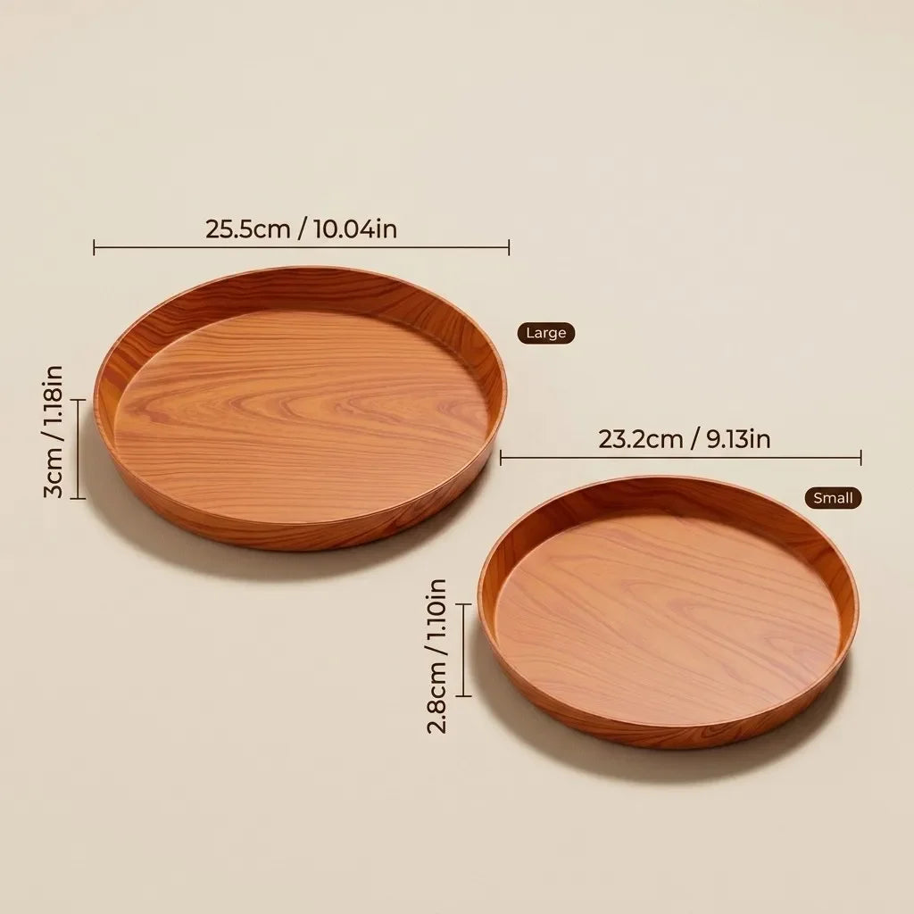 plateau rangement plastique moderne plateau circulaire naturel bol tasse céréales pain minimaliste