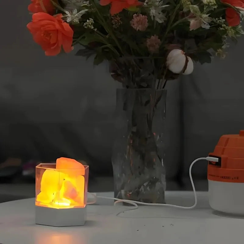 lampe sel led blanc orange moderne minimaliste translucide texture naturelle chambre salon yoga meditation