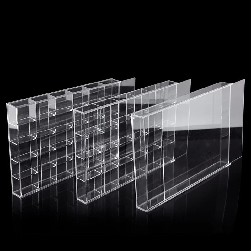 boîte rangement bijoux transparent pliable respectueuse environnement moderne sans motif 12 grilles 2.8cm 5.5cm