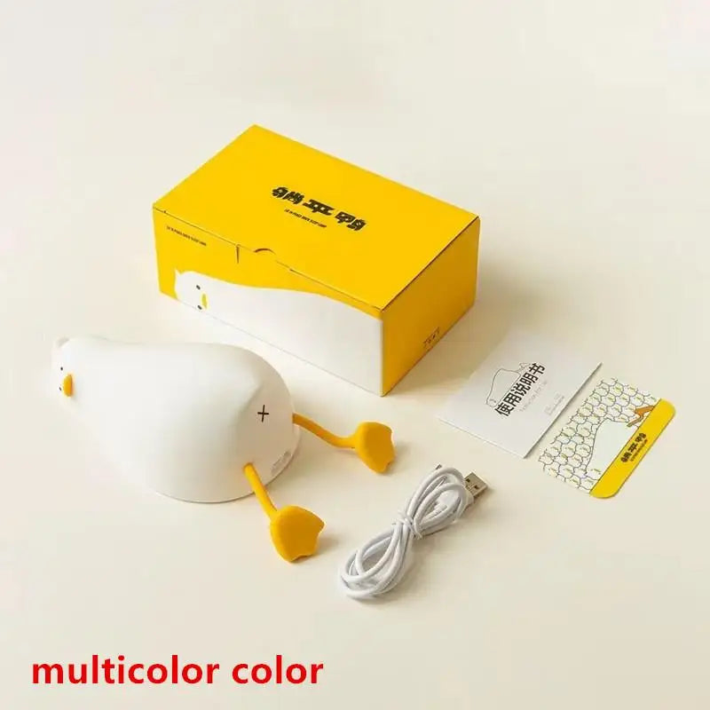 veilleuse canard mignon blanc jaune yeux noirs bec orange moderne table chambre coucher