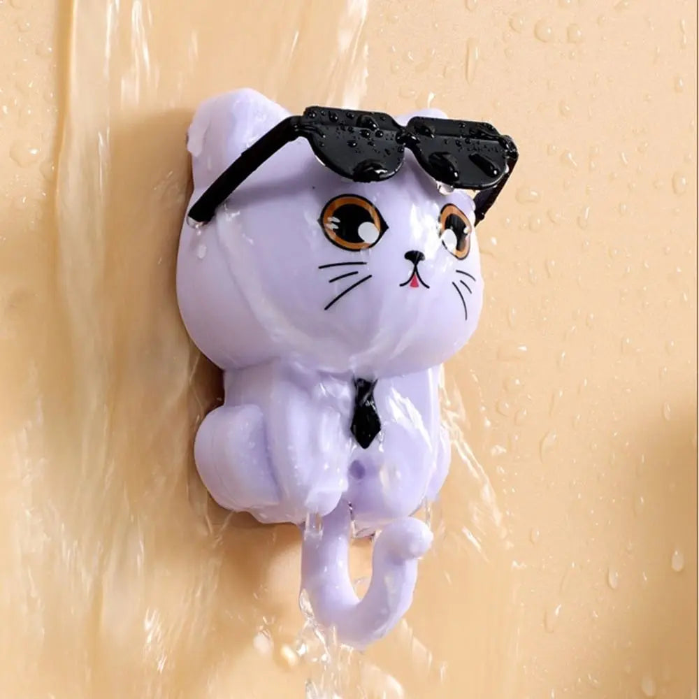 porte clés chat lunettes cravate violet vert blanc noir adhésif mignon cartoon clé ninja