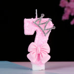 bougies numériques anniversaire filles pailletées rose couronne strass nœud papillon festive