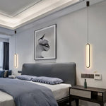 Lampe suspendue LED noir doré minimaliste intérieur chambre coucher flux lumineux faible montage semi