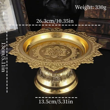 présentoir gâteaux or floral relief lotus traditionnel décoration table métal handcrafted chambre dining