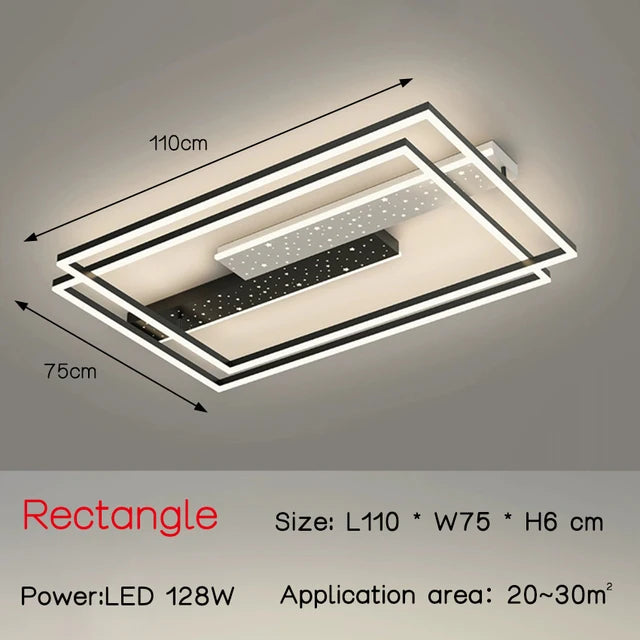 Luminaire LED moderne pendentif noir blanc géométrique 20+LED 3000lm chambre salon