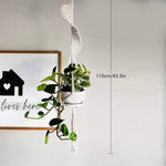 Suspension plante macramé boho blanc cassé anneaux métalliques pot fleurs non decoration