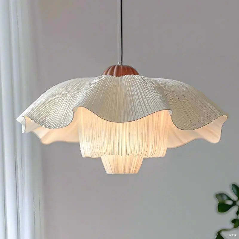 suspension lumineuse plissée moderne blanc beige 40cm 50cm 60cm lumière chaude lumière blanche chambre