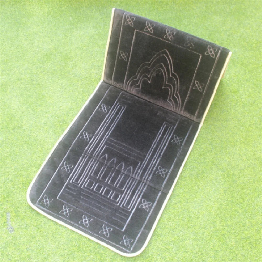 tapis prière musulman moderne polyester antidérapant motifs géométriques poignées sac voyage blanc violet bleu