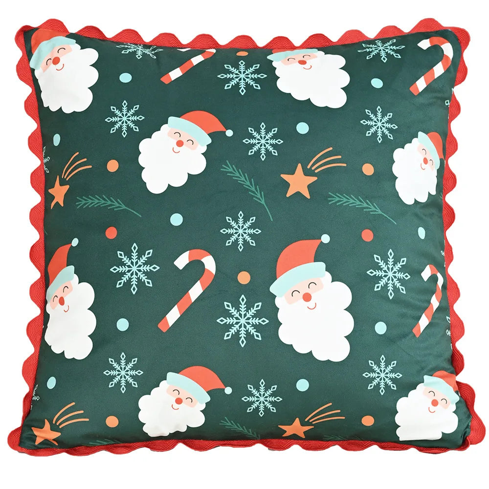 housse coussin patchwork noël blanc guirlande cloches branches baies étoiles décor maison festive 45x45cm