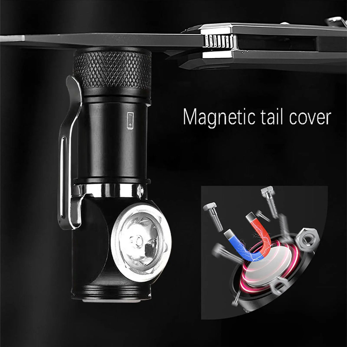 lampe torche led noire texturée moderne clip modes éclairage rechargeable camping pêcheextérieur