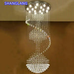 suspension lumineuse moderne cristal transparentes structure métallique grande taille facile certifiée flux lumineux élevé