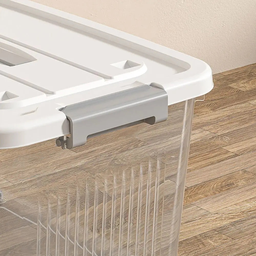 boîtes rangement transparentes plastique moderne poignées gris clair empilables organisation maison jardin