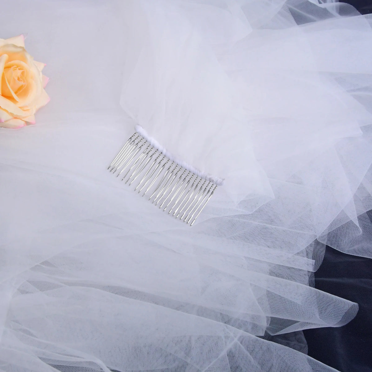 voile mariée deux couches tulle blanc classique élégant prom mariage demoiselle d'honneur romantique original