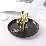 support bijoux moderne lapin or animal décoratif anneaux pendentifs rangement céramique email