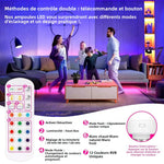 ampoule led rechargeable blanc moderne télécommande 15 couleurs températures adhésif