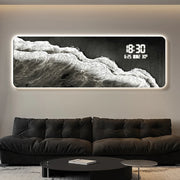 horloge murale numérique moderne affichage heure date température vague texturée minimaliste