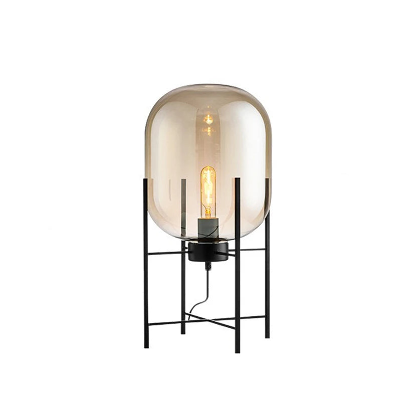 lampe sol moderne verre transparent structure métallique noire minimaliste 11w 249lm 90v