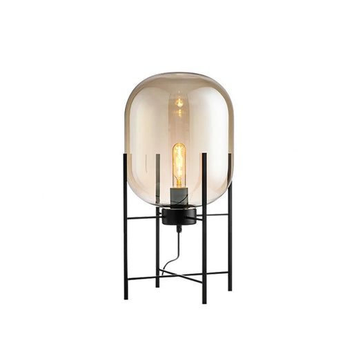lampe sol moderne verre transparent structure métallique noire minimaliste 11w 249lm 90v