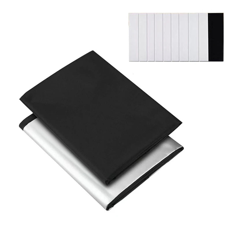 rideau occultant noir argent adhésif fenetre balcon isolation thermique moderne polyester 145cm 200cm