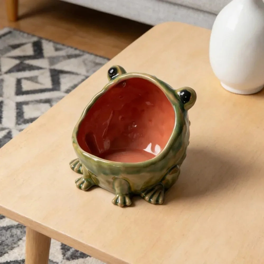 conteneur céramique grenouille verte décoration animale moderne clés bonbons rangement