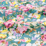 tissu coton imprimé fleurs vintage rose blanc vert couture patchwork quilting drap bébé coussins