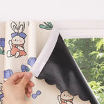 rideau dessins animés lapins bleus coeurs étoiles moderne opacifiant bleu marine beige clair