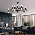 lampe suspendue moderne noir doré tubes transparents structure métallique scandinave led