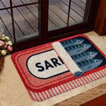 tapis sol moderne motif boîte sardines rouge blanc absorbant antidérapant extérieur