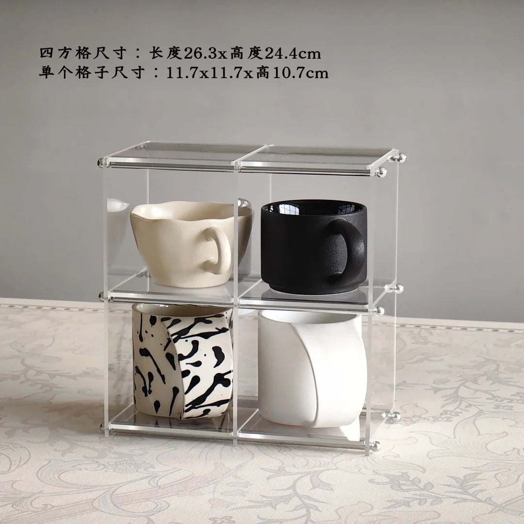 présentoir rangement tasses transparent moderne cuisine support minimaliste pieds accessoires pot gâteau
