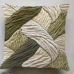 coussins tissés motifs noeuds verts blancs modernes non toxiques respectueux environnement 40x40cm 45x45cm 50x50cm