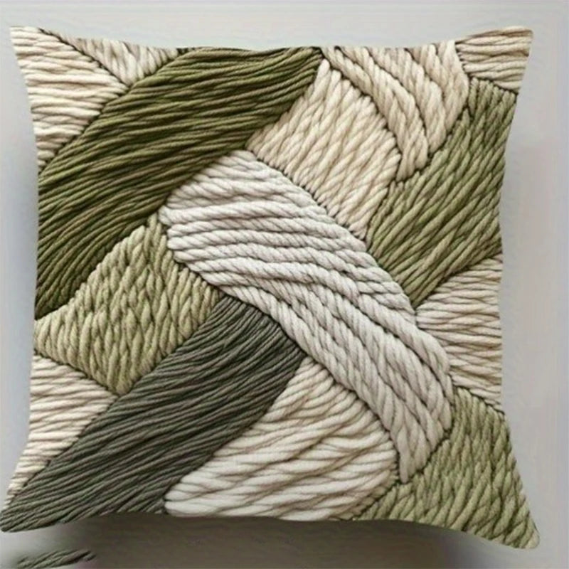 coussins tissés motifs noeuds verts blancs modernes non toxiques respectueux environnement 40x40cm 45x45cm 50x50cm