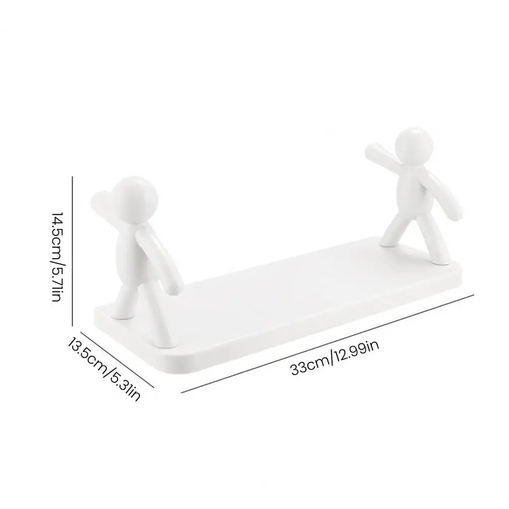 support mural blanc minimaliste figurines personnes rangement cuisine toilette adhésif respectueux environnement unique