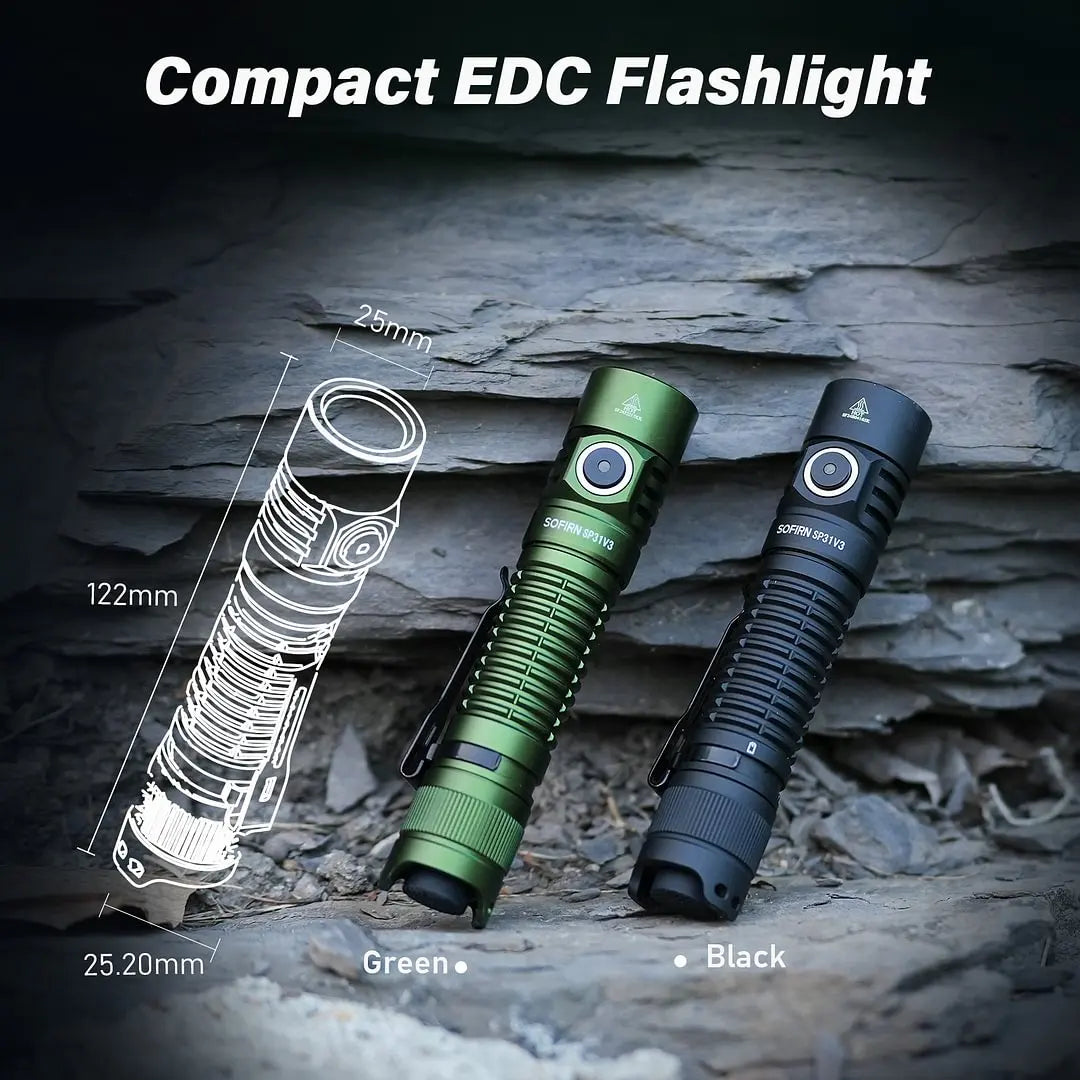 lampe torche tactique 2000lm 18650 rechargeable vert noir led certifications sécurités