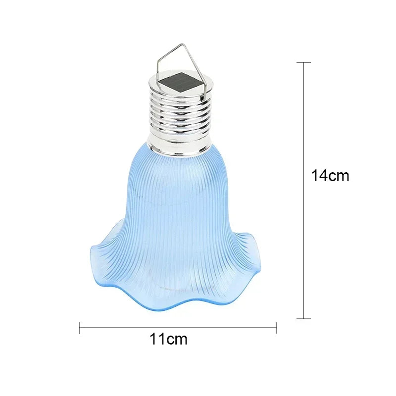 ampoule led solaire moderne bleu blanc panneau solaire intégré rayures verticales transparente festive camping