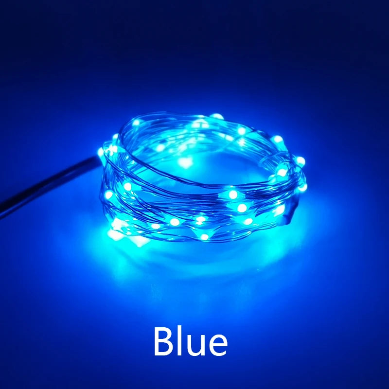 Guirlande lumineuse LED fil cuivre 12V multicolore 5M 10M 50 100 LEDs moderne