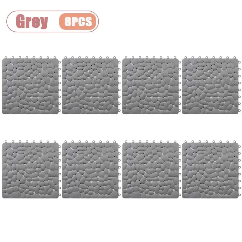 tapis sol antidérapant cailloux gris blanc moderne 30cm 30cm clips geometrique