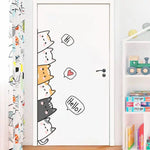 sticker mural cartoon chats mignons bulles dialogue blanc gris orange